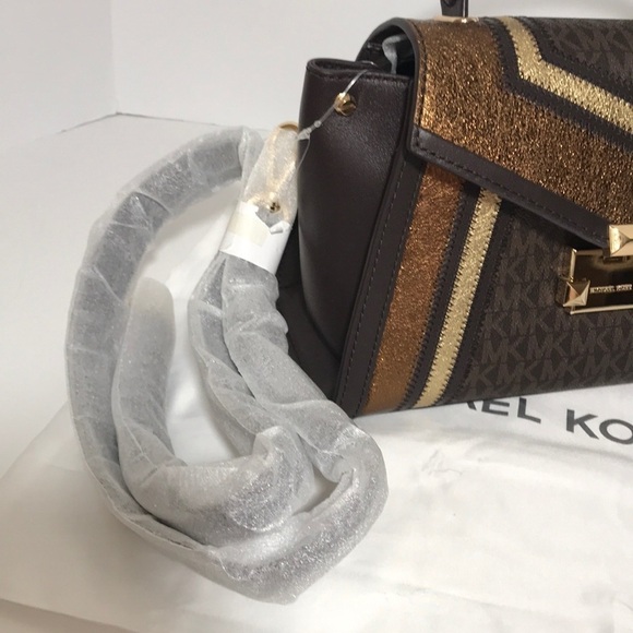 Michael Kors Whitney brown pale gold satchel bag - Picture 8 of 12